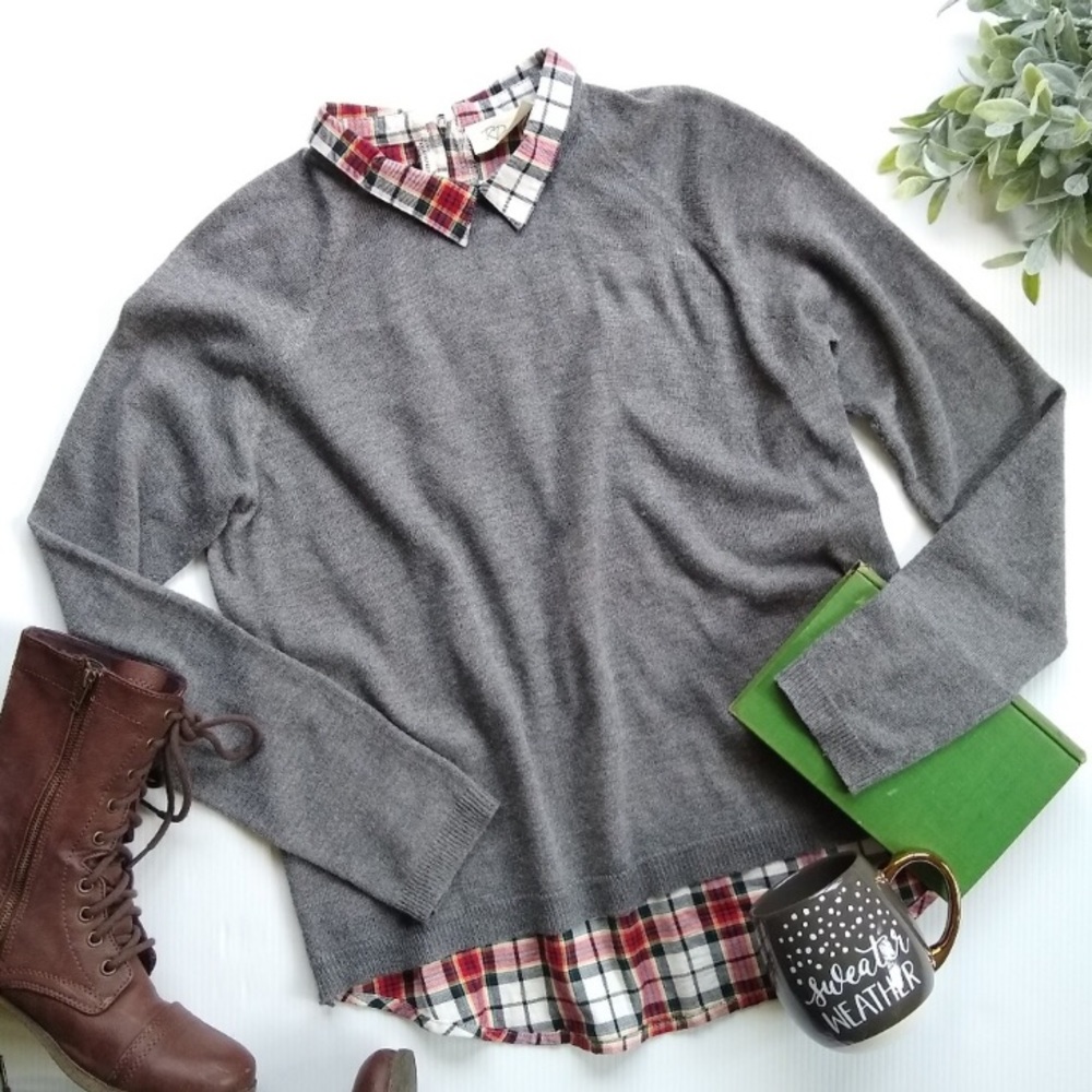 Stitch Fix Plaid Back Sweater Top